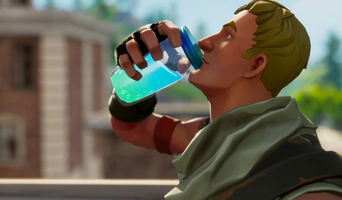 کارکتر fortnite درحال نوشیدن اسلورپ