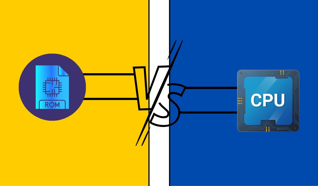 تصویر نمادین رم و رام در کنار یکدیگر به صورت مقایسه ای