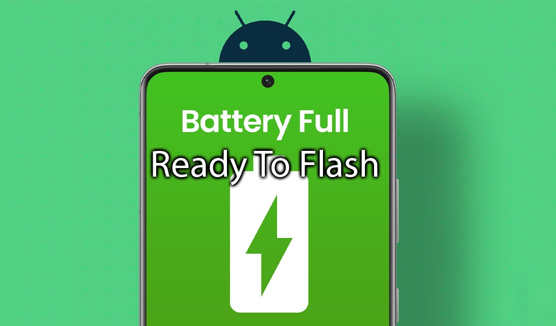 نمایش یک گوشی با باتری کاملاً پر و آماده برای فلش کردن گوشی