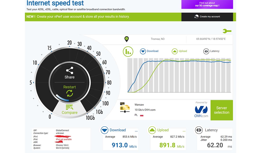 نمایی از فضای داخلی اپلیکیشن nPerf 