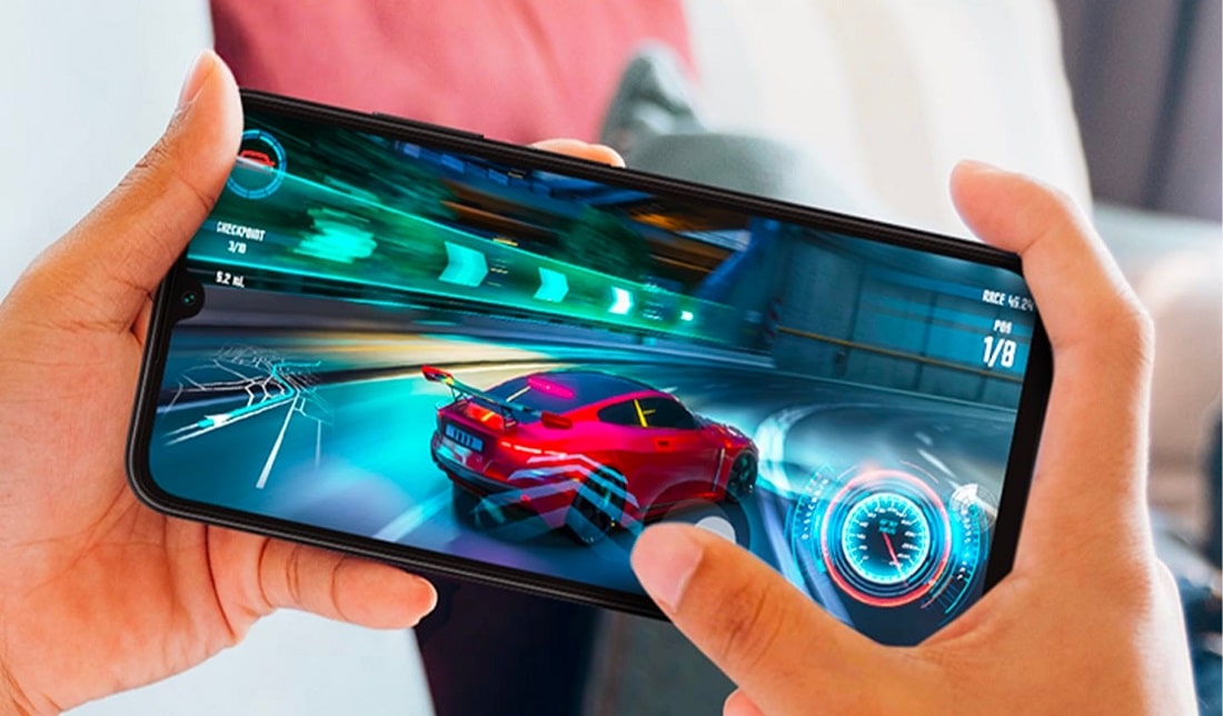 تصویر نمایشگر گوشی گلکسی A05s در حال اجرای بازی