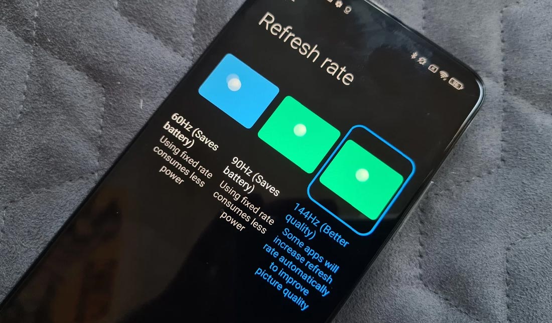 قابلیت تغییر رفرش ریت در گوشی