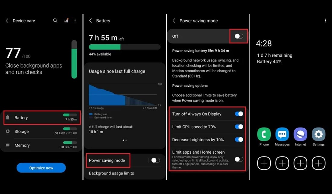 مراحل فعال‌کردن حالت Power Saving Mode