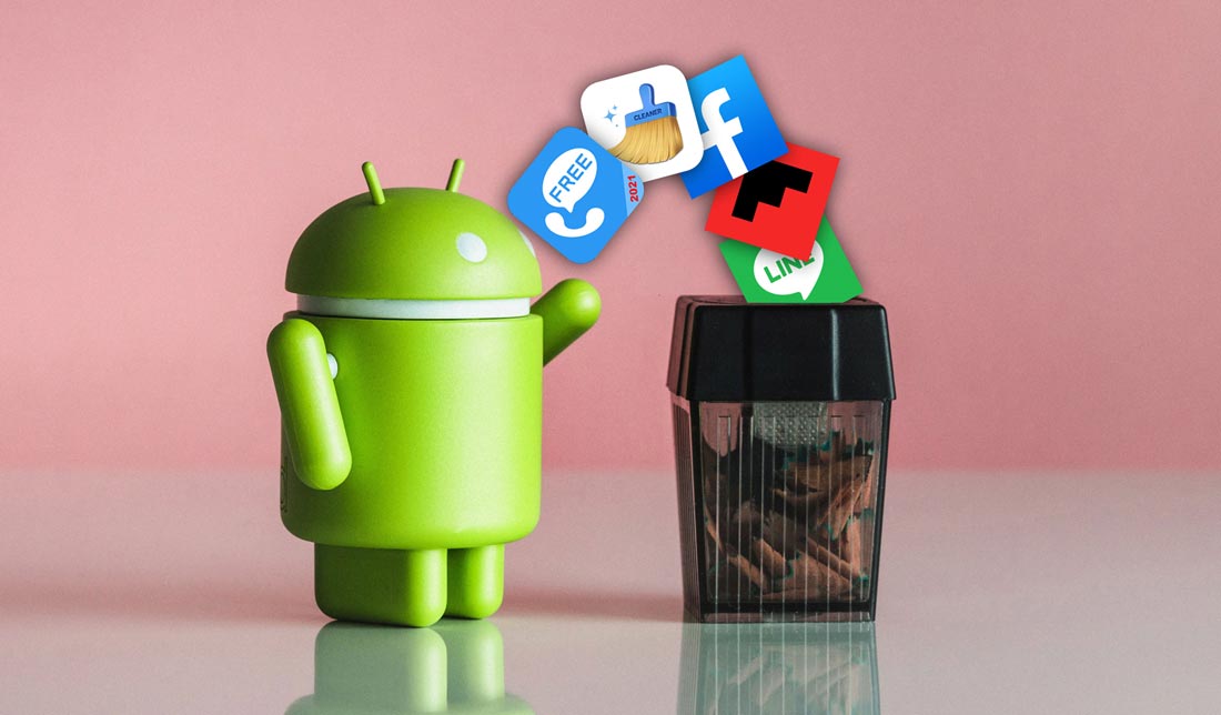 حذف اپلیکیشن‌های غیرضروری توسط لوگوی اندروید