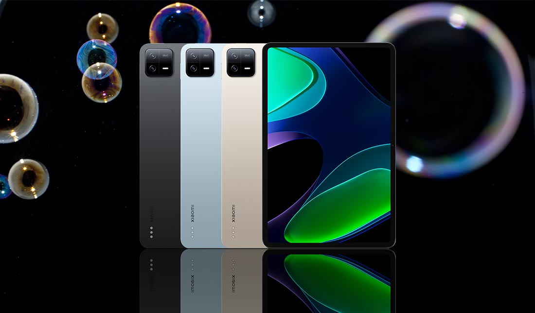 نمایش رنگبندی تبلت شیائومی پد 6 در کنار هم از نمای پشت 