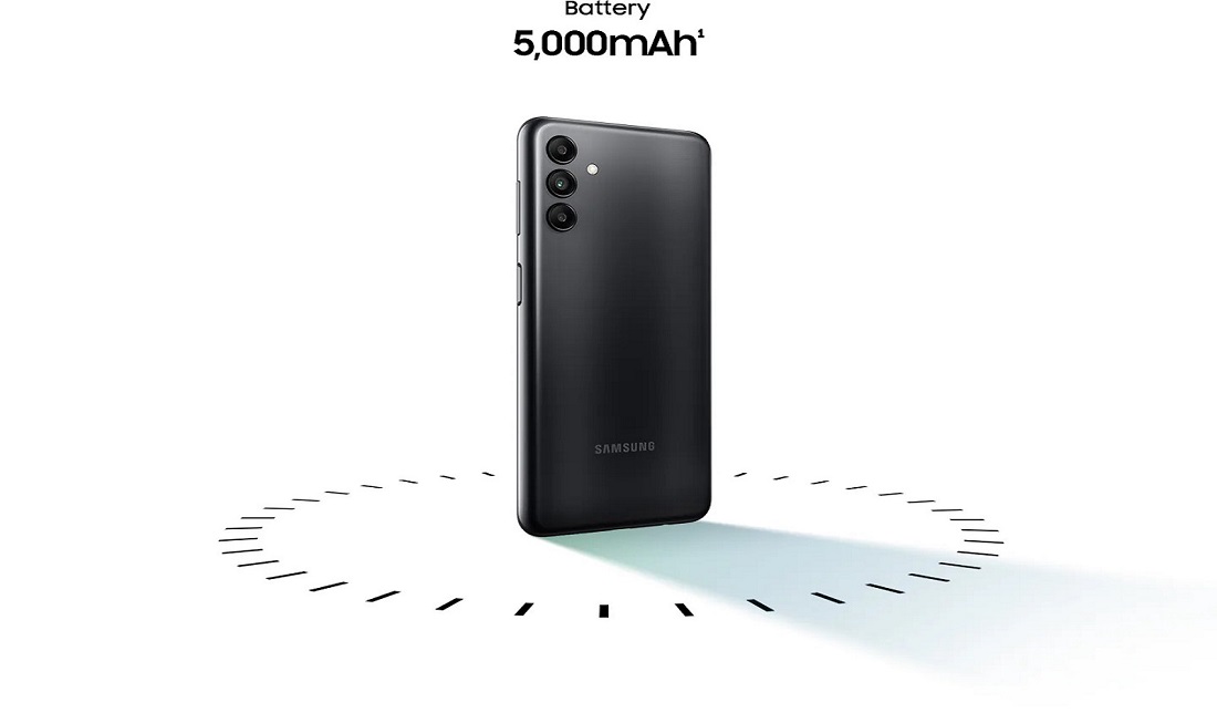 نمای پشتی گوشی گلکسی A04s با ظرفیت باتری