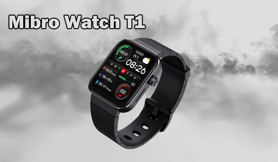 نمای نزدیک ساعت هوشمند Mibro T1 در رنگ مشکی