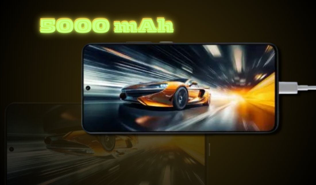 نمایش صفحه‌نمایش گوشی پوکو X6 پرو در کنار سیم شارژ که نشان دهنده سرعت شارژ آن است در کنار نمایش ظرفیت باتری