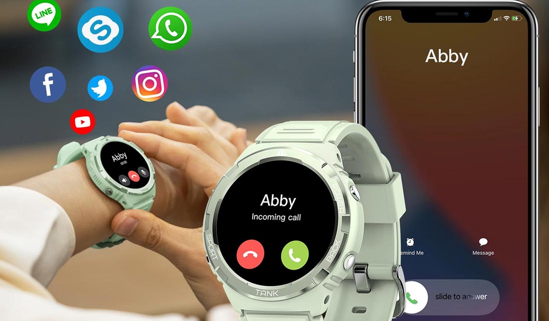 قابلیت پاسخ دادن به تلفن و همینطور استفاده از نرم افزار های مختلف در ساعت هوشمند ‏KOSPET Tank S1