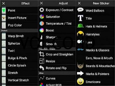 تصویر منوهای اپلیکیشن PicSay Pro