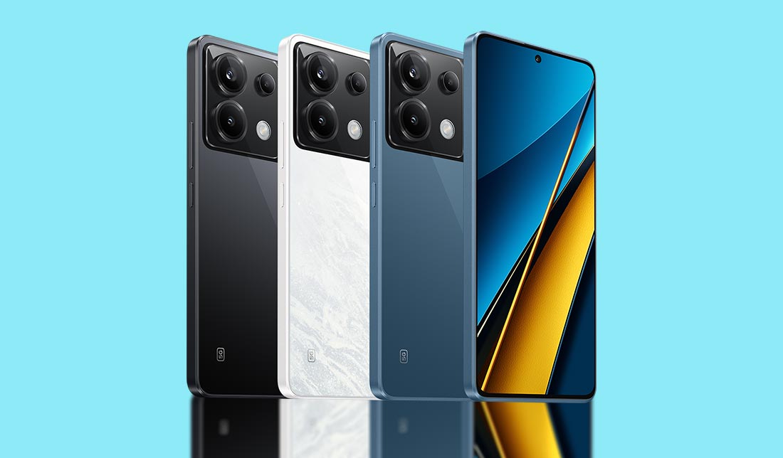 نمایش رنگبندی گوشی شیائومی  Poco X6 از نمای پشت در کنار هم