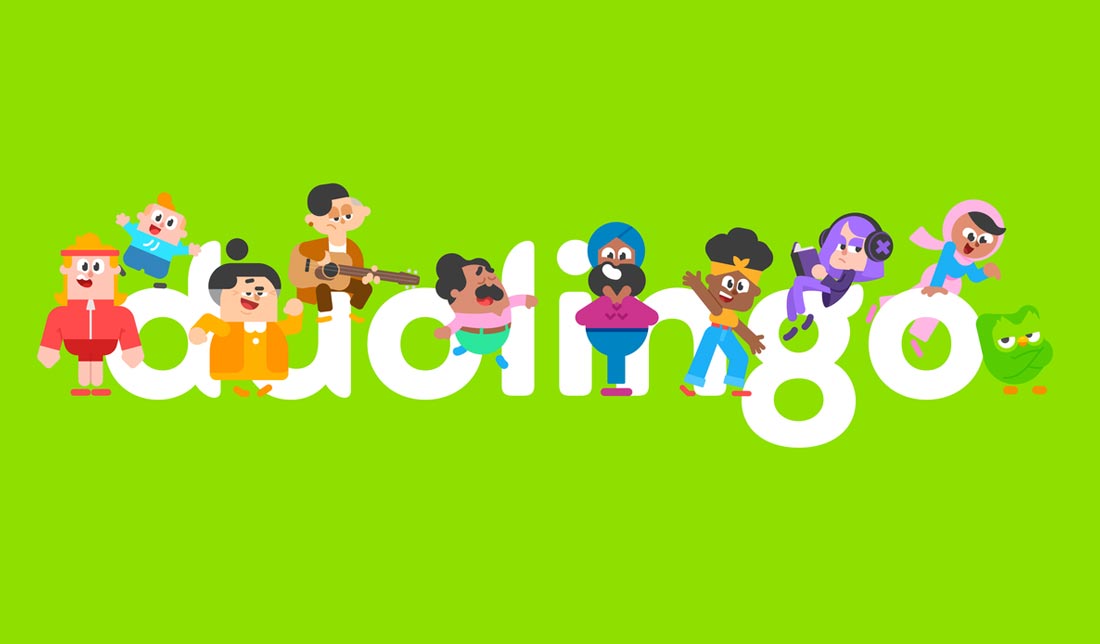 لوگو دولینگو و کارکترهای درون برنامه