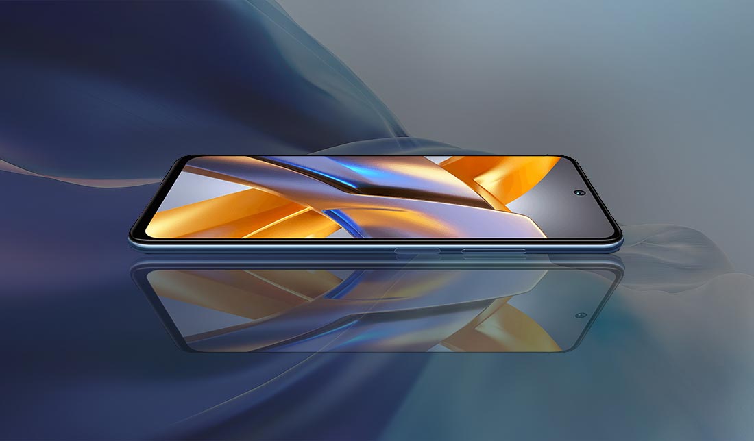 نمایشی از پنل جلویی و فریم میانی گوشی پوکو m5s