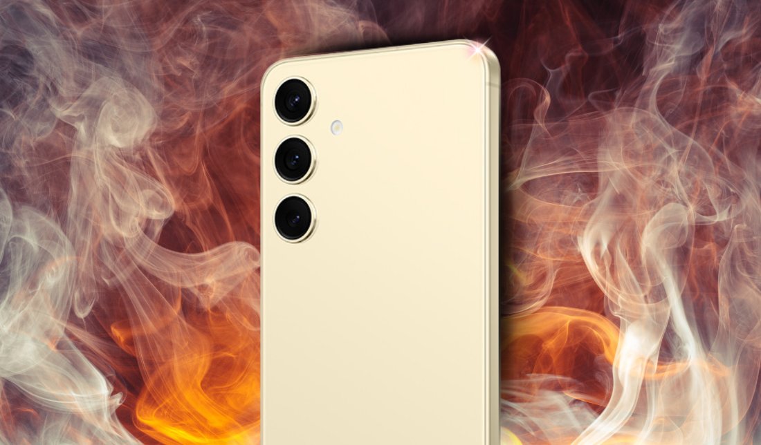 نمای نزدیک و از پشت گوشی سامسونگ گلکسی S24 پلاس در رنگ کرم