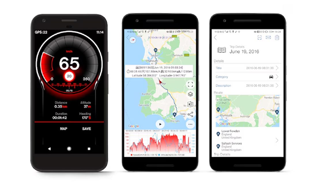 نمایش فضای داخلی برنامه SpeedView GPS Pro