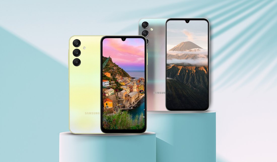 نمایش کیفیت نمایشگر گوشی گلکسی A25 و گلکسی A24 در کنار هم