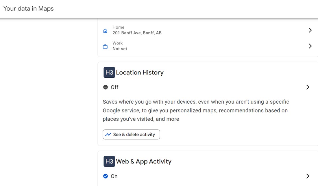 قابلیت مشاهده و حذف تاریخچه گوگل مپ