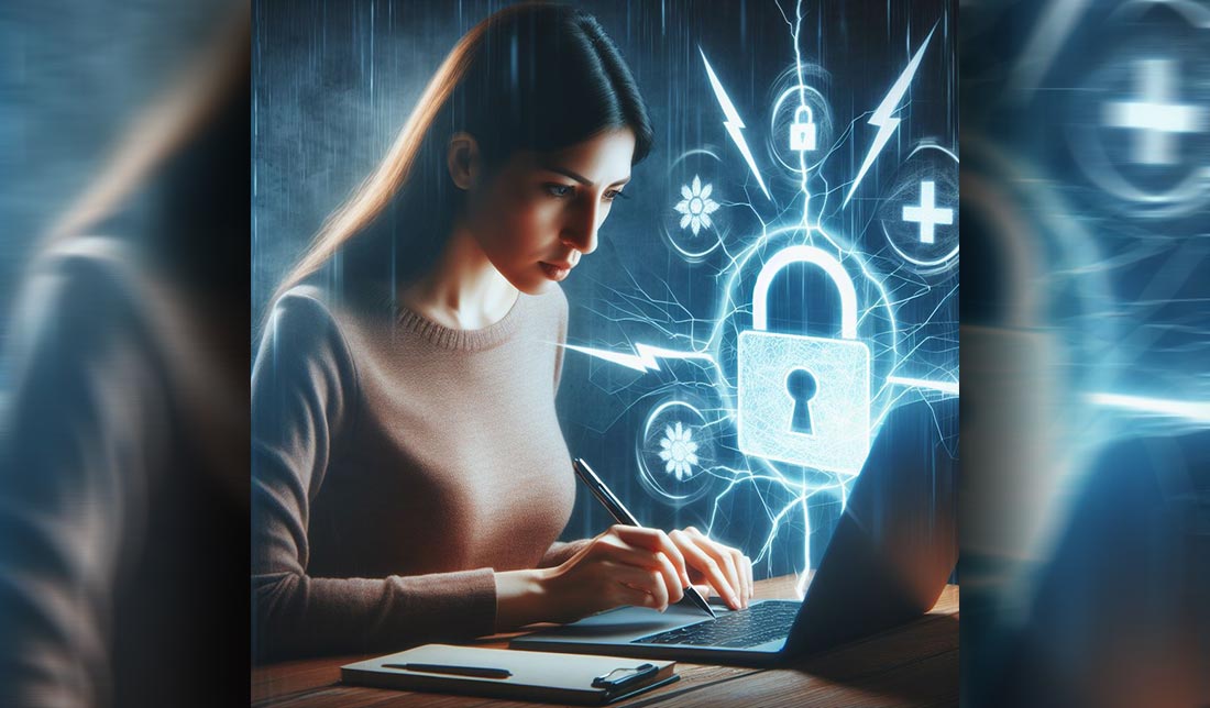 تصویری از یک شخص که در حال ایجاد یک رمز قوی برای اطلاعات خود در اینترنت است