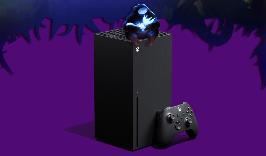 نمایش کنسول ایکس باکس سری ایکس در یک فضاسازی فانتزی از گیم‌های این کنسول
