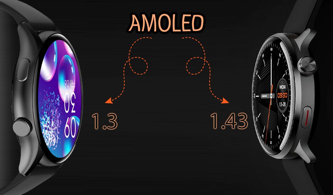 ساعت هوشمند Mibro Lite 2 و TCH Z40 روبه‌روی هم با نمایش نوع نمایشگر و اندازه صفحه نمایش