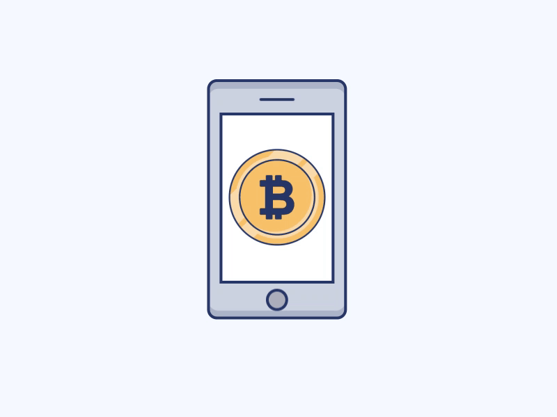 انیمیشن متحرکی که نشان دهنده کیف پول ارز دیجیتال در گوشی موبایل است