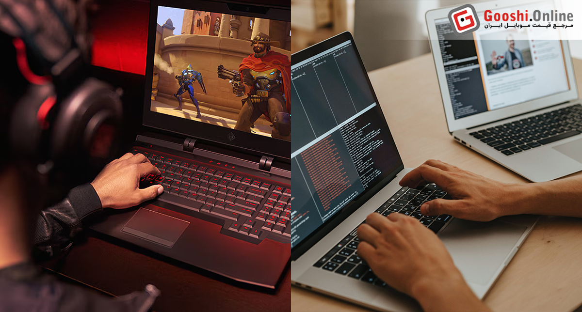 نمایش دو شخص که یکی در حال بازی کردن و دیگری درحال برنامه‌نویسی با لپ‌تاپ است