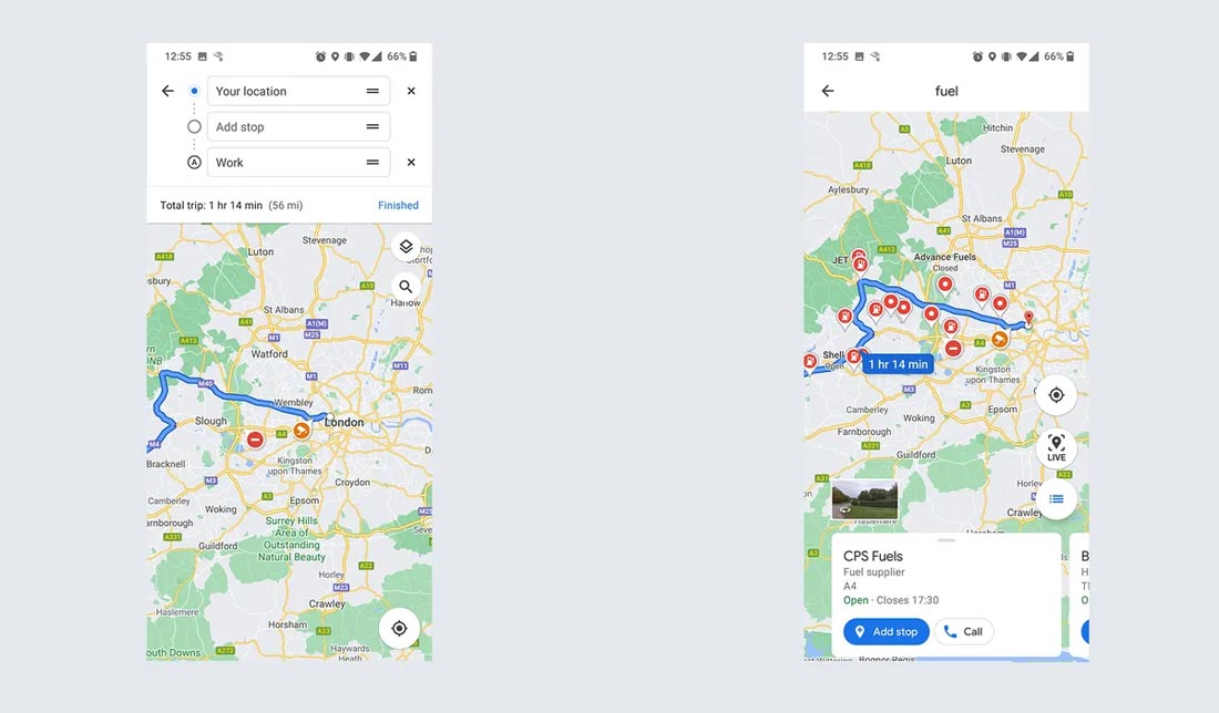 قابلیت برنامه‌ریزی سفر چند مقصده با گوگل مپ