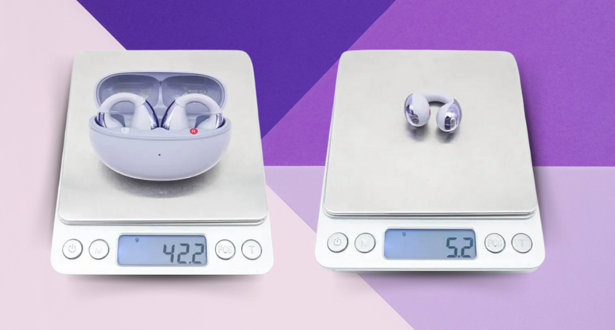 نمایش هندزفری کیوسی‌وای Crossky C30 و ایرباد آن روی ترازو