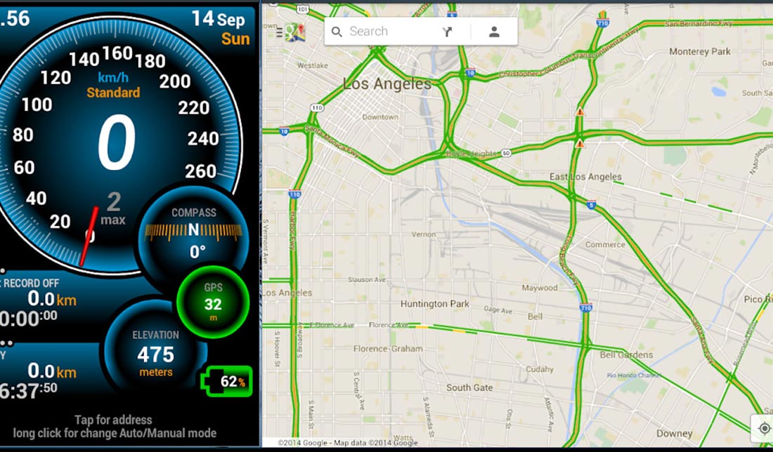 نمایش فضای داخلی برنامه Ulysse Speedometer Pro
