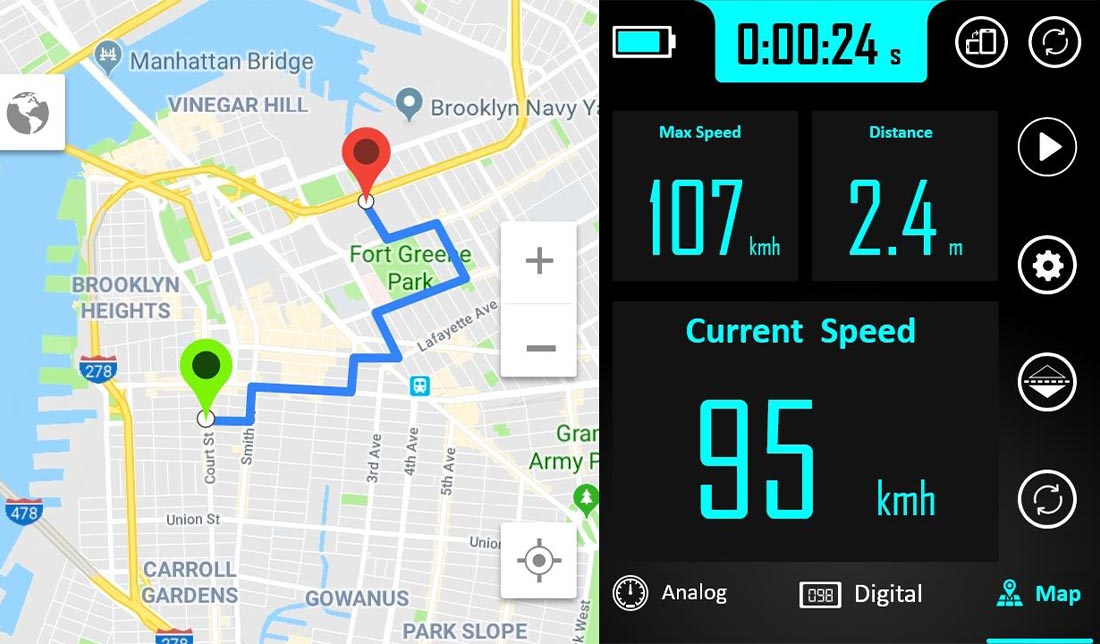نمایش فضای داخلی برنامه GPS Speedometer and Odometer