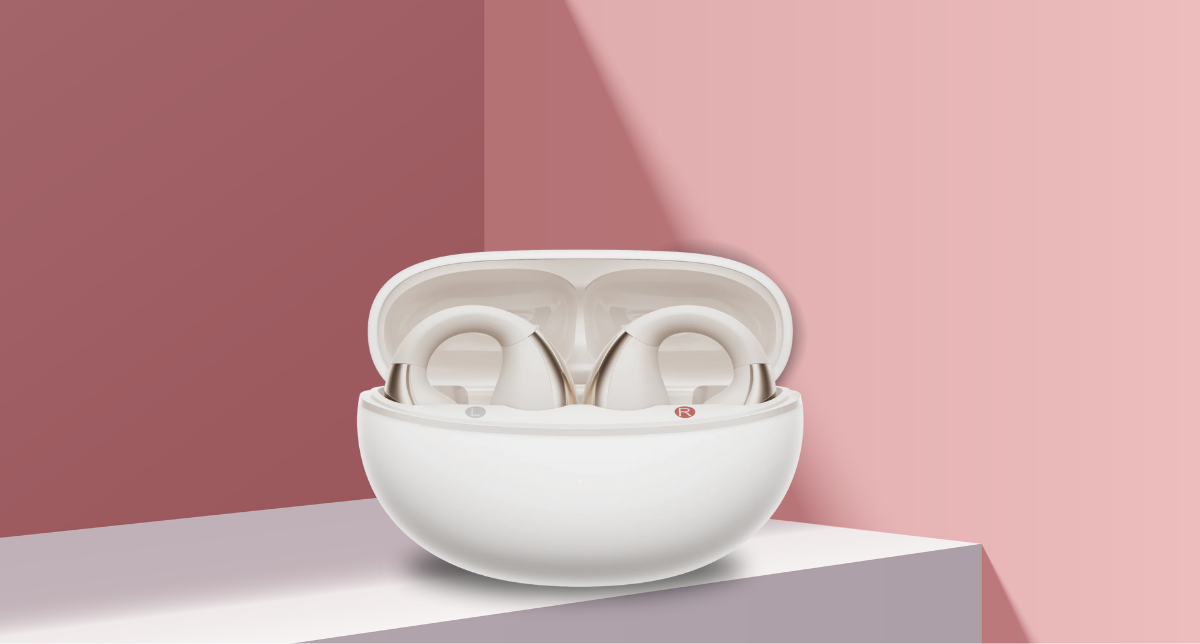 نمایش از روبه‌رو هندزفری کیوسی‌وای Crossky C30 در رنگ کرم