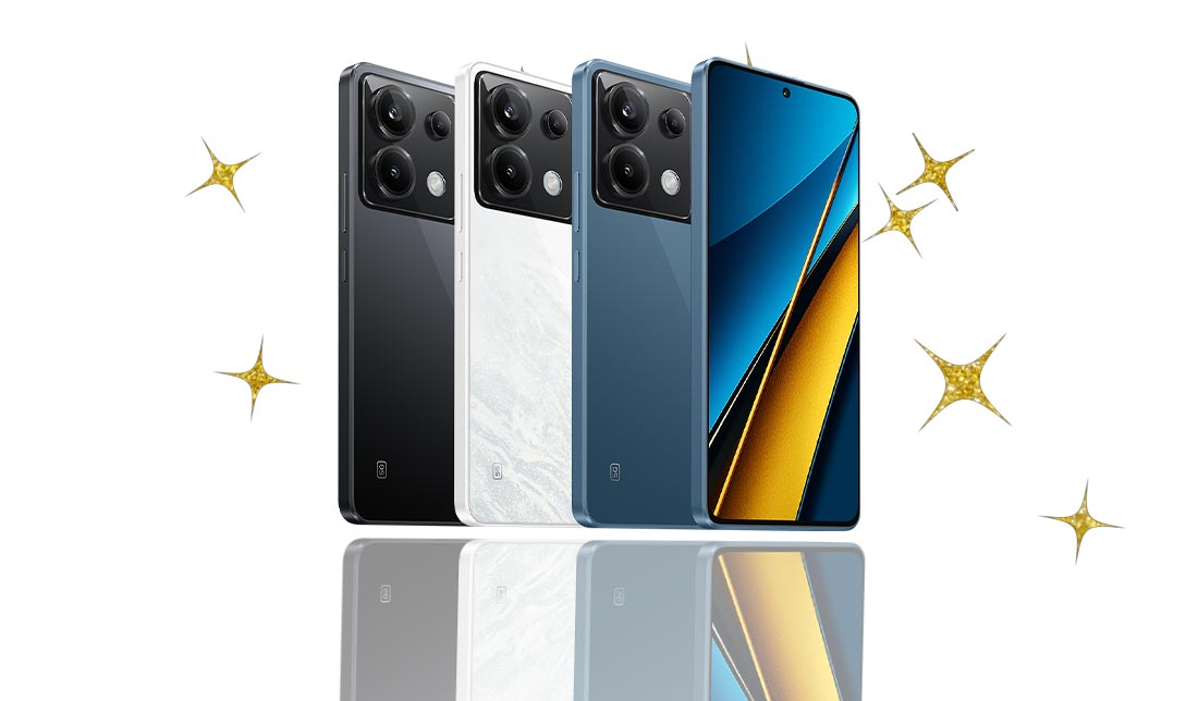 نمایش رنگبندی گوشی شیائومی پوکو x6 در کنار هم از نمای پشت