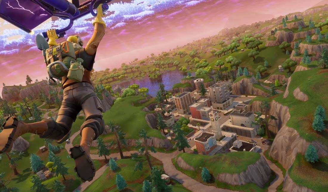 فرود با چتر در بازی ‏Fortnite