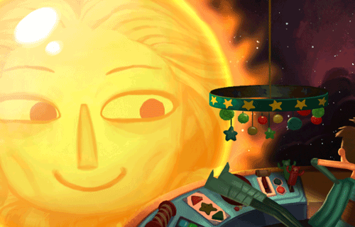 تصویر متحرک از یک صحنه از بازی کامپیوتری Broken Age