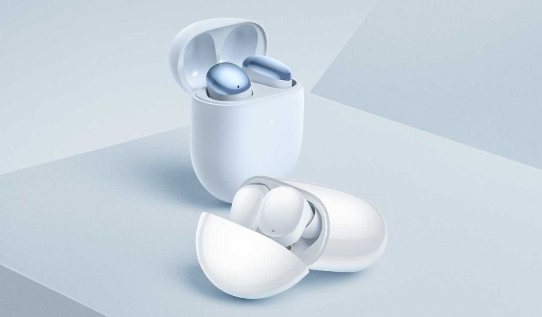 شکل ظاهری هندزفری بلوتوثی شیائومی REDMI BUDS 4 در دو رنگ آبی و سفید