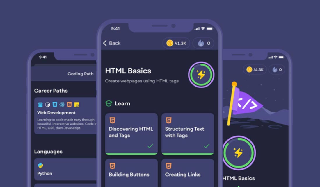 آموزش html توسط نرم افزار Mimo‏ در آیفون