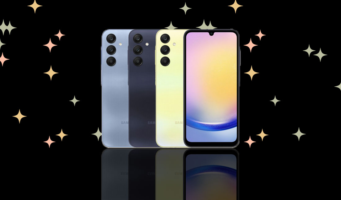 نمایش رنگبندی گوشی گلکسی A25 در کنار هم 