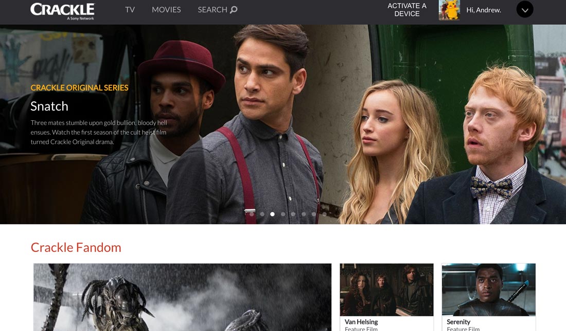 پخش فیلم و سریال های خارجی از برنامه Crackle