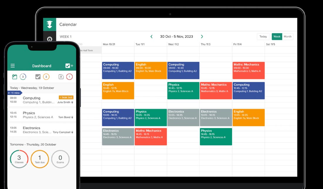 محیط کاربردی برنامه Class Timetable