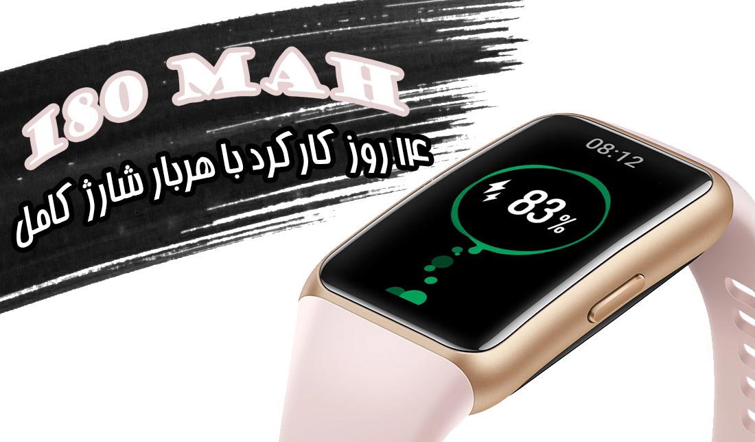 نمایش مچ‌بند هوشمند هواوی بند 6 از نمای خیلی نزدیک در رنگ صورتی