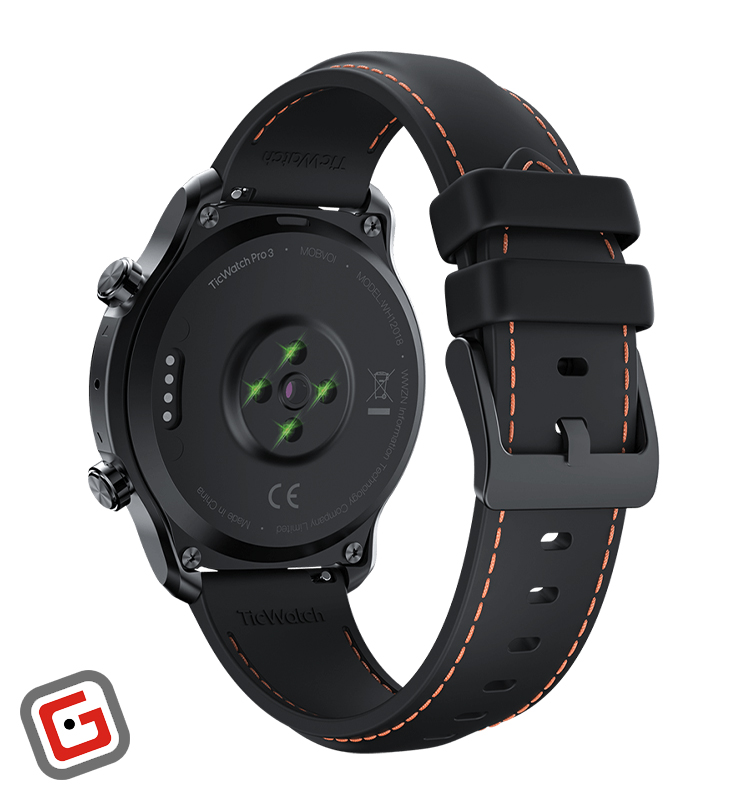ساعت هوشمند موبووی  TicWatch Pro 3 GPS رنگ مشکی از نمای پشت