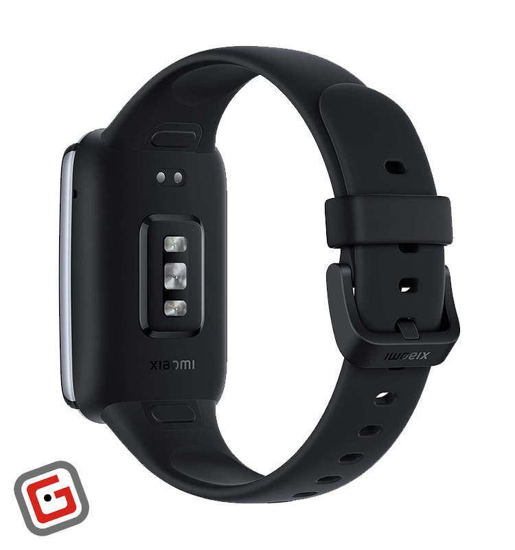 مچ‌بند هوشمند شیائومی Mi Band 7 Pro رنگ خاکستری از نمای پشت با بند مشکی