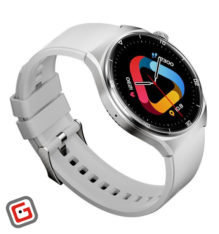 ساعت هوشمند کیوسی‌وای GT2 رنگ سفید از نمای سه رخ