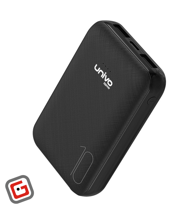 پاور بانک یونیوو مدل UN10 ظرفیت 10000 میلی آمپر ساعت از نمای سه‌رخ