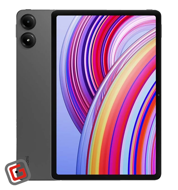 تبلت شیائومی مدل Redmi Pad Pro رنگ خاکستری از نمای پشت و جلو در کنار هم
