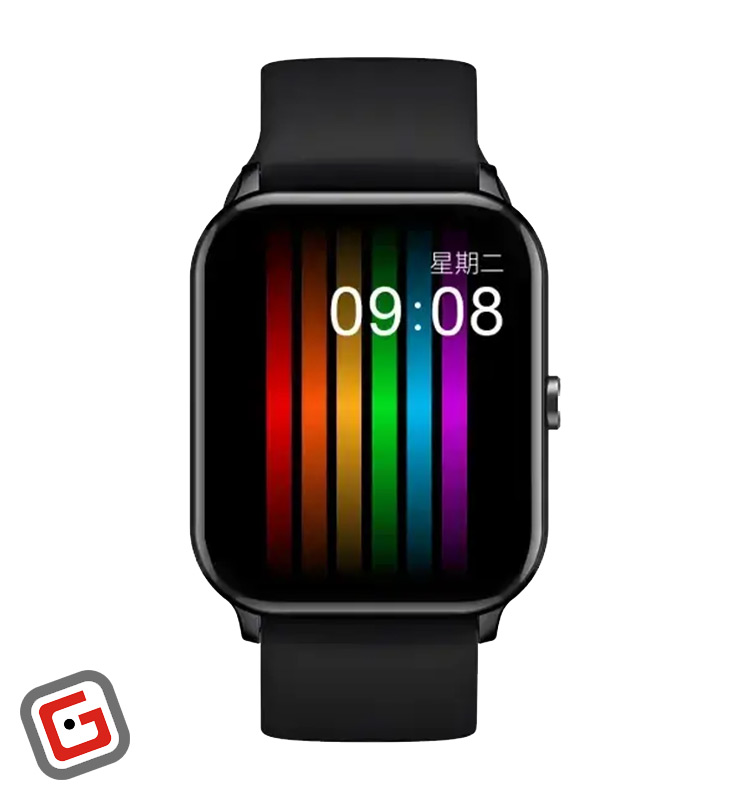 ساعت هوشمند کیو سی وای مدل GTC Watch از نمای روبه‌رو در رنگ مشکی