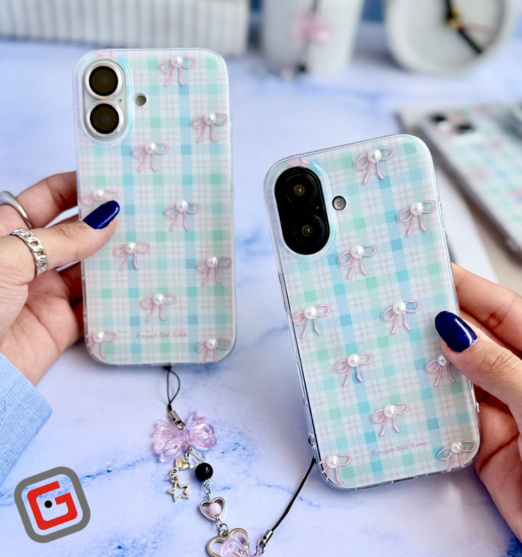 قاب پاپیون صورتی با آویز (کدC2031)