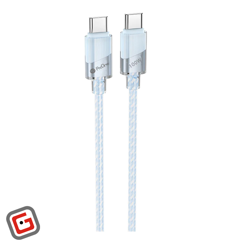 کابل شارژ 100 واتی تایپ سی پرووان مدل PCC133 به طول 1 متر