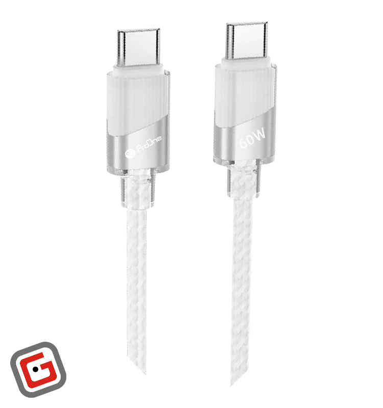 کابل شارژ 60 واتی تایپ سی پرووان مدل PCC 131به طول 1 متر