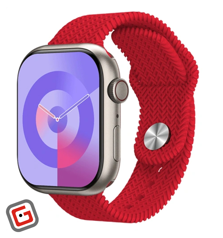 ساعت HK9 Pro Plus رنگ تیتانیوم با بند قرمز